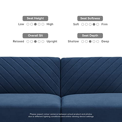 mopio 76.4" Futon Sofa Bed Chevron Styled, Sleeper Couch (Classic Blue Velvet) - color: Classic Blue Velvet