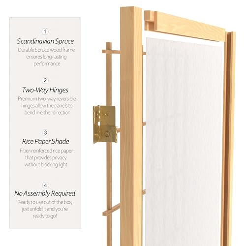 4 ft. Short Window Pane Shoji Screen - Natural - 3 Panels - color: Natural, size: 3 Panels