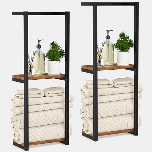 2 Pack Towel Racks for Bathroom, 2 Tier Wall-Mounted Towel Rack, Home Decor Shelf, Space-Saving Organizer Rack for Household, Bathroom, and Bedroom