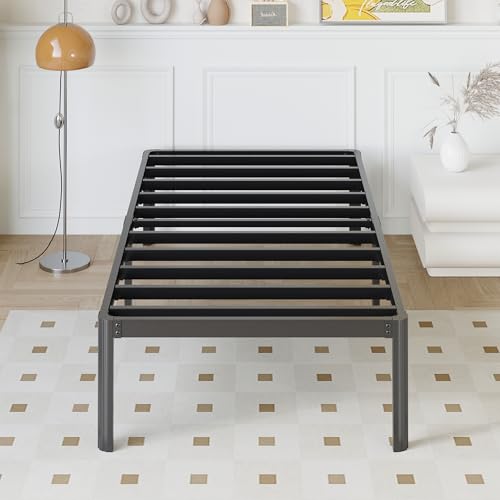 Yicensen 14 Inch Twin Bed Frames Rounded Corner Legs Heavy Duty Platform Twin Metal Bed Frame for Kids, Easy Assembly, Noise Free, No Box Spring Needed, Black. - size: Twin, style: 14 Inch