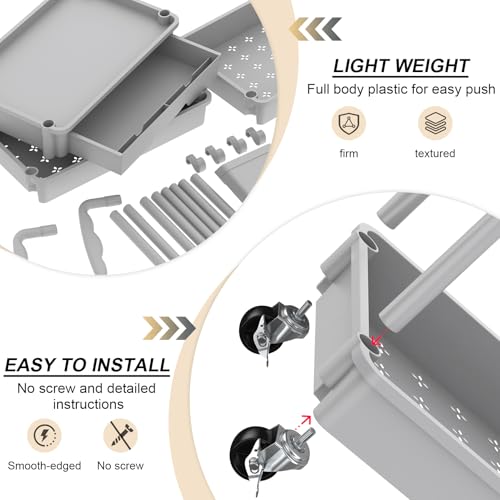 Goovilla 3 Tier Rolling Utility Cart Organizer with Removable Drawer, Grey | Stable and Sturdy Rolling Storage Carts with 2 Lockable Wheels for Bathroom, Kitchen, Snack, Craft, Makeup, Baby Essentials - size: 3 Tier, style: Gray