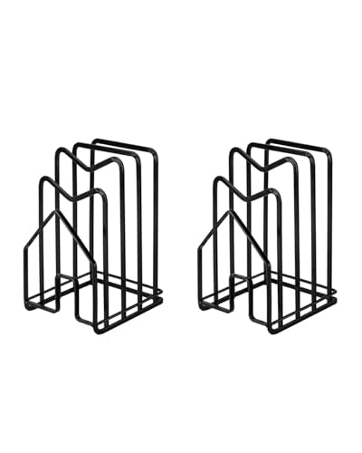SUNFICON 2 Pack Cutting Board Racks Holders Pot Pan Lids Holders Chopping Board Organizers Thin Bakeware Trays Dry Display Stands Kitchen Countertop Cabinet Office Black - color: 2PCS Black