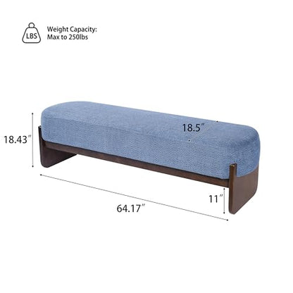 Christopher Knight Home Arden Minimalist Style Rectangular Loop Yarn Fabric Ottoman Bench, Rubberwood Frame, Entryway Bench, Living Room Sofa Extra Seat, End of Bed Footstool, Blue+Brown - color: Blue+brown