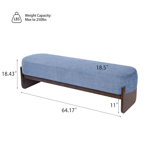 Christopher Knight Home Arden Minimalist Style Rectangular Loop Yarn Fabric Ottoman Bench, Rubberwood Frame, Entryway Bench, Living Room Sofa Extra Seat, End of Bed Footstool, Blue+Brown - color: Blue+brown