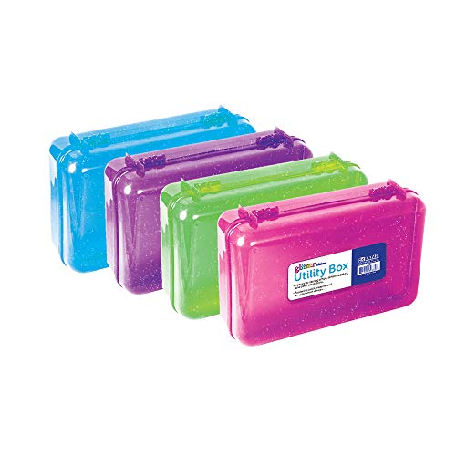 BAZIC PRODUCTS Glitter Multipurpose Pencil Box, Stackable, 24-Case | snap-latch lid for pens, tools, crafts, supplies - color: Glitter, size: 24-Pack