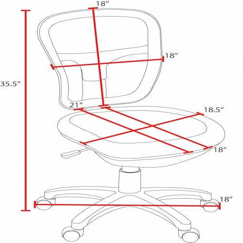 Niche Regency Armless Harrison Mesh Back Swivel Task Office Chair- Black