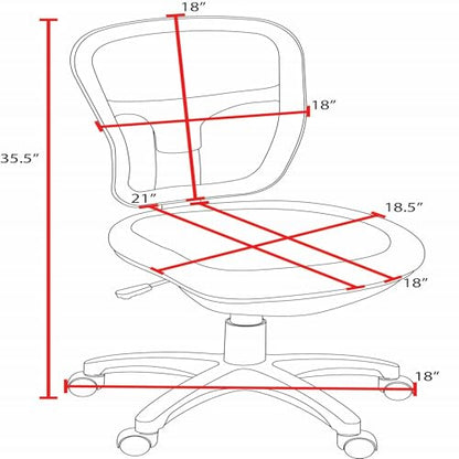 Niche Regency Armless Harrison Mesh Back Swivel Task Office Chair- Black