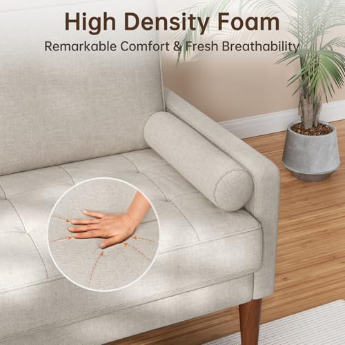 Vesgantti 48" Loveseat Sofa, Small Couch with Solid Wood Legs | Solid Wood Legs - color: Beige