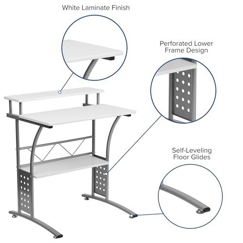 Flash Furniture Clifton White Computer Desk 28 Inch - color: White, size: 28 Inch