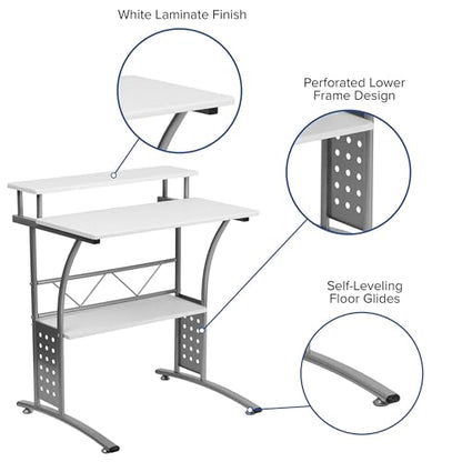 Flash Furniture Clifton White Computer Desk 28 Inch - color: White, size: 28 Inch