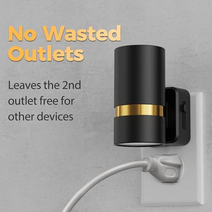 LED Night Light, 2 Pack, Dimmable Night Light Plug in | Black Cylinder Wall Sconce, Slide Brightness Adjustable with Dusk to Dawn Sensor, 3000K Warm White for Bedroom
