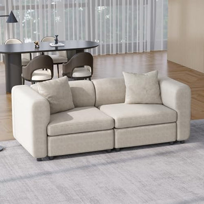 Miuuod Love Seater Extra Large Sectional Sofa with 2 Seats, Convertible Leisure Deep Couch for Living Room, Apartment，Family Lounge Sofa, Beige | Love Seater - color: Beige, style: 2 Seats（2 Seats only）