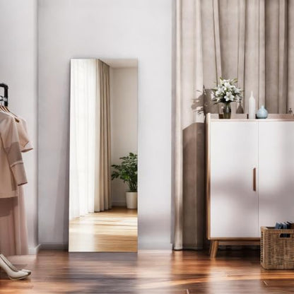 Full Length Mirror 47"x16", Door Mirror Over the Door Hanging or Wall Mounted, Full Body Shatterproof Mirrors with Aluminum Alloy Frame, for Bedroom, Living Room, Cloakroom, White