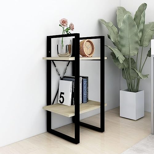 Sonoma Oak 2-Tier Book Cabinet, Small Bookcase with Engineered Wood, 15.7"x11.8"x27.6" for Home Office - color: Sonoma Oak, size: 1 & 27.6"