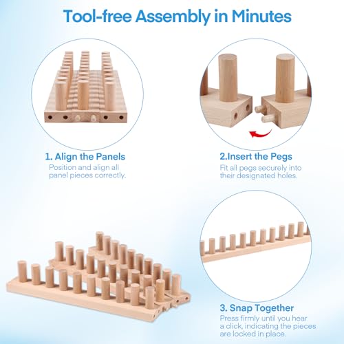 cenoz 46" Beechwood Chunky Knitting Blanket Loom Kit - Adjustable Size Hand Knitting Loom for DIY Throw Chunky Yarn Blankets Scarves Rugs, No Needles Required, Blanket Loom Gift for Beginners Starter - size: 46inch