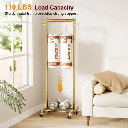 SLEEPING LAMB Small Clothes Racks for Hanging Clothes, Rolling Clothing Rack with Shelves, 60" Metal Garment Rack with Wheels Portable Wardrobe Rack for Small Space, Gold - color: Gold