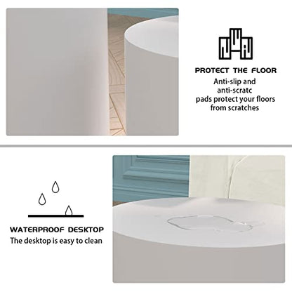 JUSTONE Set of 2 Nesting Coffee Table,Modern Round Wood Accent Side End Table for Living Room Bedroom and Entryway, Apartment,Nesting Tables for Small Spaces No Assembling (Matte White) - color: Round-white-14.9"h