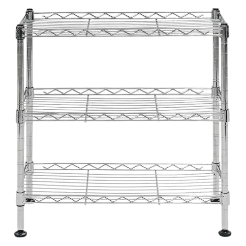 Shelving Inc. 8" d x 18" w x 18" h 3-Tier Chrome Wire Shelving, Everyday Shelving, Weight Capacity 88 lbs Per Shelf - size: 8" d x 18" w x 18" h