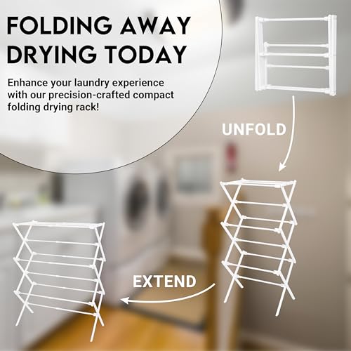 ZOES HOMEWARE 2026 Enhanced Clothes Drying Rack | Foldable Drying Rack Clothing for Laundry | Small Collapsible Portable Dryers for Laundry | Use for Indoor & Outdoor | White 37.5"x29"x12" | 2026 Enhanced Small Collapsible Portable Dryers for Laundry | Us