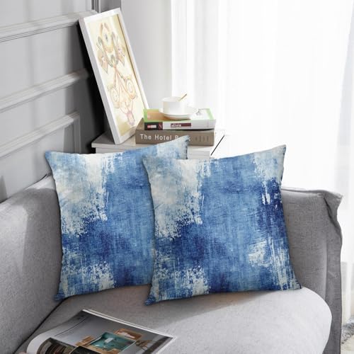 Throw Pillow Covers Set of 2, 18 x 18 Inch, Blue White | Abstract Modern Outdoor Decorative Square Pillow Cases Couch Cushion Case for Couch Bed Sofa Living Room Home Decor - color: White Blue, size: 18" x 18" (Pack of 2)