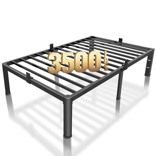 ROIL 18 Inch Metal Twin XL Bed Frame with Rounded Corner & Mattress Baffle | Easy Assembly, Noise Free, 3500LBS Load Capacity, No Box Spring Needed, 16.4" Storage Space, Headboard Hole, Heavy Duty Steel - size: Twin XL, style: 18 Inch