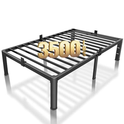 ROIL 18 Inch Metal Twin XL Bed Frame with Rounded Corner & Mattress Baffle | Easy Assembly, Noise Free, 3500LBS Load Capacity, No Box Spring Needed, 16.4" Storage Space, Headboard Hole, Heavy Duty Steel - size: Twin XL, style: 18 Inch