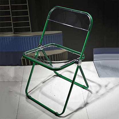 Stackable Transparent Dining Chair - Metal Frame, Plastic Accent Chair for Kitchen, Living Room, Bedroom - Space Saving, Stylish Design，Dark Green 47x48x76cm(19x19x - color: Dark Green