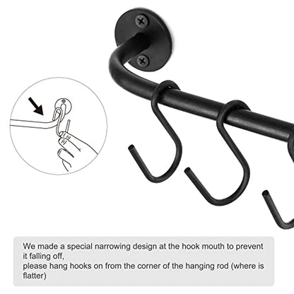 Mkono Wall Mounted Mug Holder, Coffee Cup Hanger Rack with 5 Hooks, 1 Pack | Kitchen Rod, Space Saving, Easy Assembly, Wall & Under Cabinet, Durable Metal, Kitchen Dining Bar Organizer, Multi-Function - size: Medium