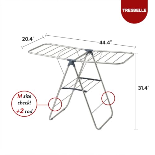 TRESBELLE Stainless Steel Clothes Drying Rack,Foldable Laundry Dryer,Size M | Space-Saving Garment Airer, Portable Indoor Outdoor Use, Heavy Duty Rustproof Design, Compact for Apartment Closets - size: Medium
