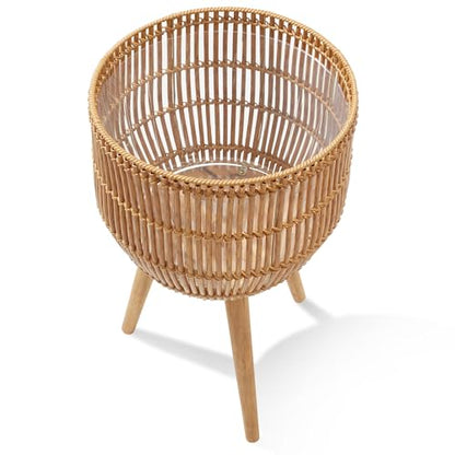 Casafield Indoor Planter with Stand, Natural Floor Planter with Wood Legs, Large Plant Pot Cover with Liner for Houseplants, Flower Pots and Trees - color: Natural With Natural Legs