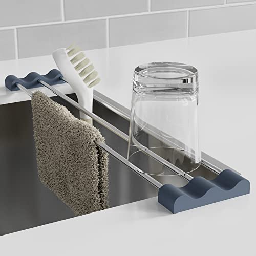 Tomorotec Adjustable Over-The-Sink Kitchen Rack, BPA-Free, Deep Gray | Holds 16.5 Lbs; For Dishcloths, Sponges, and Brushes - Heat-Resistant Stainless Steel with Slim, Expandable Design - color: Deep Gray
