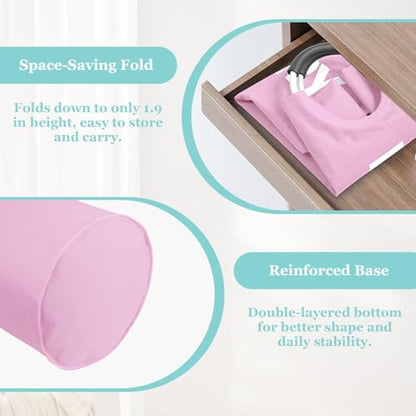 WOOHA 125L Large laundry basket,Collapsible laundry hamper, Tall Clothes Baskets Folding Washing Bin Foldable Fabric Hamper Bags for Bedroom, Closet,Bathroom,College,laundry bag,pink - color: Pink, size: 125L-XXXL