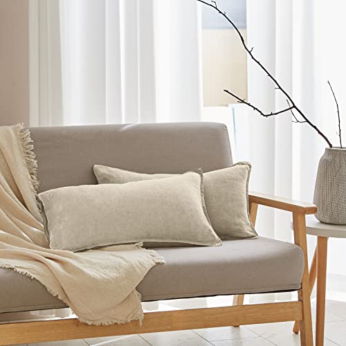 Simple&Opulence 100% Linen Lumbar Pillow Cover 12 x 20 Inches Set of 2 Rectangular Decorative Throw Cushion Cover for Couch Sofa Bed Living Room Office Soft Breathable Farmhouse - Linen - color: Lumbar - Linen, size: 20" x 12" (Pack of 2)