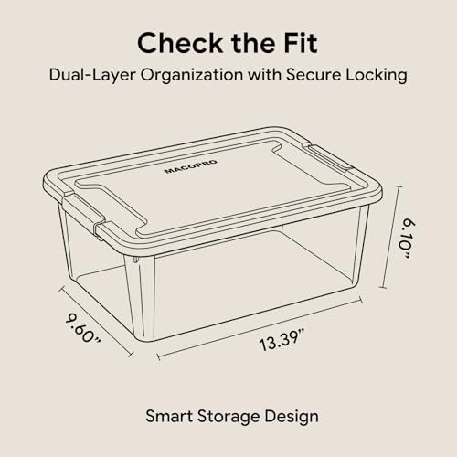 MACOPRO 17QT Craft Storage Box with 2 Removable Caddy Trays, Clear Stackable Plastic Organizer with Lid for Art Supplies, Beads, Sewing Tools, Pens & Kids Toys (White, 1Pack-2-in-1) - size: 1Pack-17QT-2-in-1