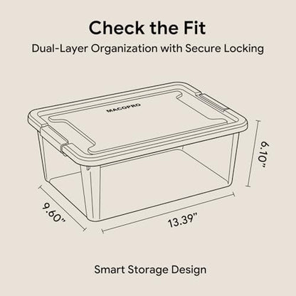 MACOPRO 17QT Craft Storage Box with 2 Removable Caddy Trays, Clear Stackable Plastic Organizer with Lid for Art Supplies, Beads, Sewing Tools, Pens & Kids Toys (White, 1Pack-2-in-1) - size: 1Pack-17QT-2-in-1