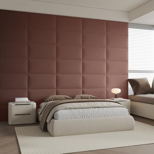 6-Piece Light Brown Linen Upholstered Headboard Twin Size, Wall Mounted Neutral Fabric Headboard, Warm Padded Panels for Bedroom - color: Linen - Light Brown