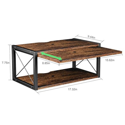 2-Tier Floating Nightstand, Wall Mounted Bedside Table, Wood Bedside Shelf Wall Mounted Nightstand, Floating Bedside Table Wall Shelf for Bedroom, Living Room, Kitchen, Office, Rustic Brown