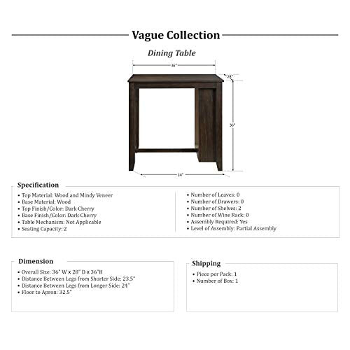 Lexicon Vague 3-Piece Pack Counter Height Set, Brown Cherry - color: Brown Cherry
