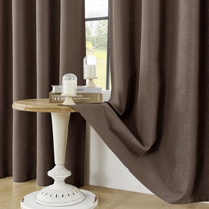ChrisDowa Brown Blackout Curtains 45 Inches Long 2 Panels for Bedroom | Room Darkening,Light Blocking,Thermal Insulated,Faux Linen,Farmhouse,Grommet,Window Treatment,Drapes,Living Room,52x45 - color: Brown, size: 52"W x 45"L (Pack of 2)