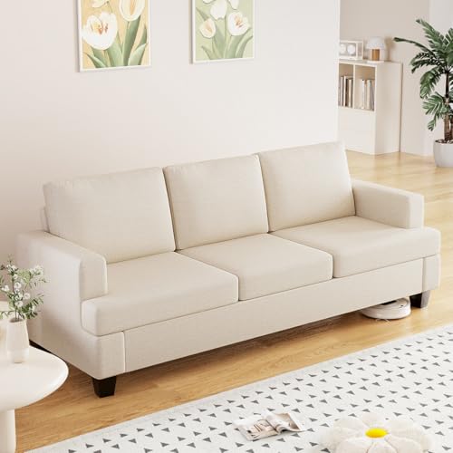 Furnimart Modern 3 Seater Couch and Loveseat Sets, Comfy Couches Set for Living Room, Deep Seat Sectional Sofa and Love Seat Set, Beige 3-Seater - color: Beige, size: 3 Seater Sofa 85"