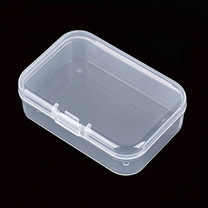 100 Pack Rectangular Mini Clear Plastic Storage Containers | 3.35x2.17x0.98 inch, Hinged Lid, For Beads and Small Craft Items - size: 3.35 x 2.17 x 0.98 inch