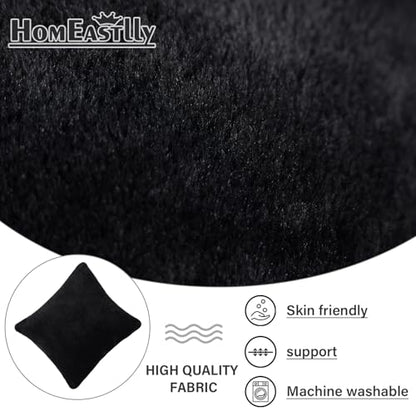 Lazy Chair with Ottoman, Plush Reading Chair with Pillow，Black | Removable machine-washable cover; includes an extra throw pillow; cozy accent chair for living room, bedroom, dorm or office - color: Plush Black-1