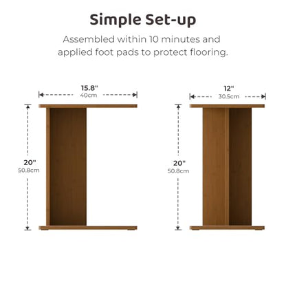 RECCI Solid Bamboo C-Shaped End Table Set of 2 for Couch and Sofa, Sustainable Mid-Century Modern Wood Side Table for Living Room or Bedroom, Easy Assembly C Table Nightstand (Walnut) - color: Walnut