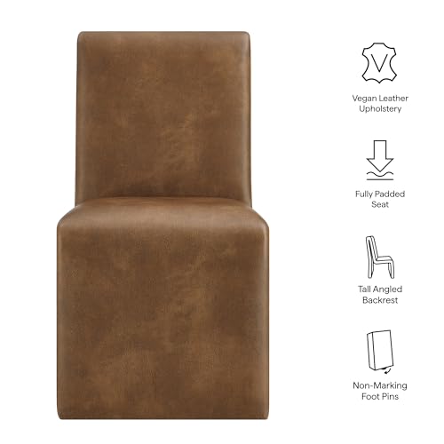 Modway Emory Faux Leather Dining Side Chair in Canyon - Single Armless Slipper Chair - Padded Vegan Leather Accent for Dining Room, Kitchen - color: Canyon