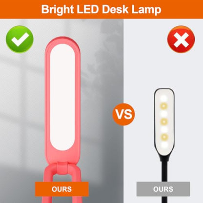 Giryuhd LED Desk Lamp for Office Home & Battery Operated Lamp Rechargeable Lamp Foldable & Portable Light, LED Desk Light Strip, 3 Brightness Dimmable Small Desk Lamp Wireless Reading Lamp - color: Red
