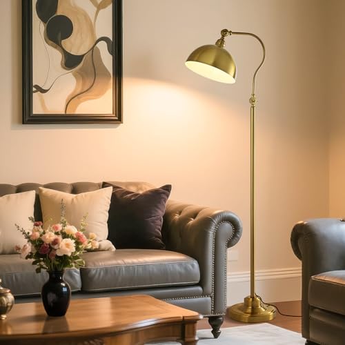 Bright Reading Floor Lamp with Remote and Bluetooth Dimming | Adjustable Brightness and Color temperature, Brass Gold Brushed Iron Lampshade, Standing Lamp for Living Room Bedroom Office - color: Gold Remote Dimming