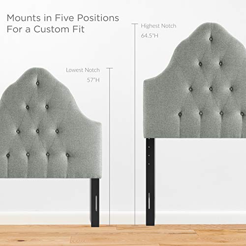 Modway Sovereign Tufted Button Linen Fabric Upholstered Twin Headboard in Gray - color: Gray, size: Twin