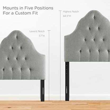 Modway Sovereign Tufted Button Linen Fabric Upholstered Twin Headboard in Gray - color: Gray, size: Twin