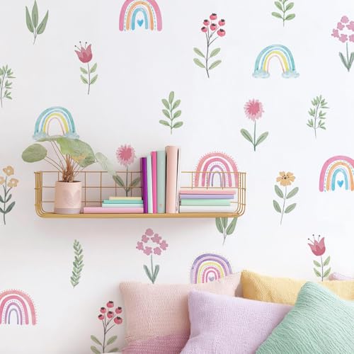 Nursery Wall Stickers Boho Kids Room Decor Girls Bedroom Removable Wall Decals Vinyl Murals DIY Cute Decorations 6 Sheets - color: R, size: 8.28*5.83 inches