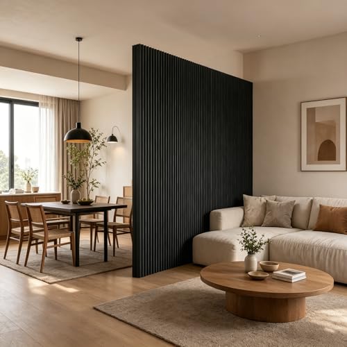 Accordion Room Divider, Folding Paper Partition Wall Divider | Freestanding Privacy Screen for Office, Commercial Layout, Home & Clothing Store, Easy to Store-Black, L79in x H70in - color: Black, size: 79"L x 70"H